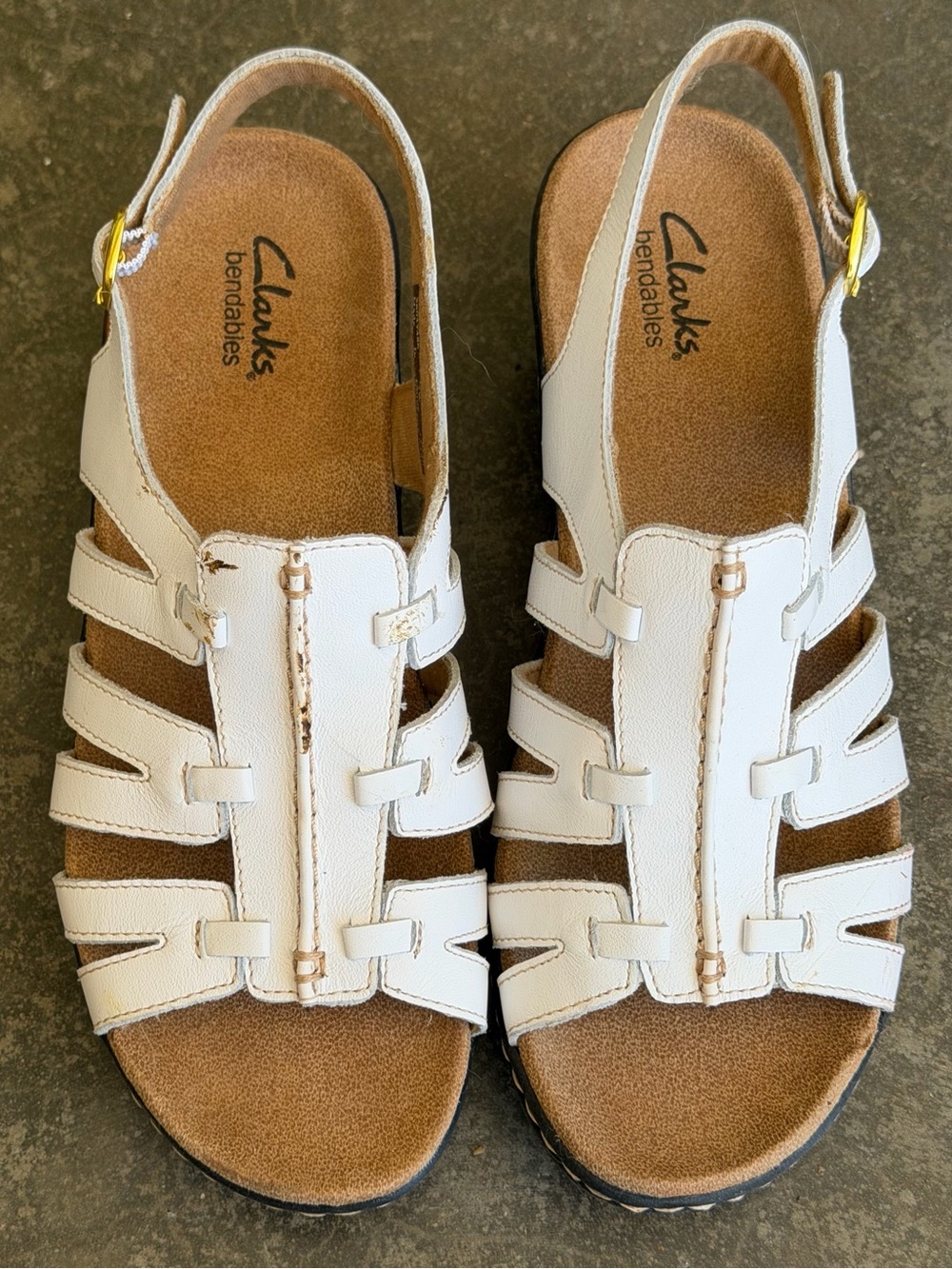 Clark’s Collection Leximarigold Q Leather Sandals Size  7 W (Wide) White